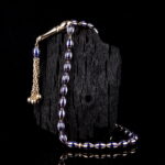 Lacivert Mineli Altın Tesbih