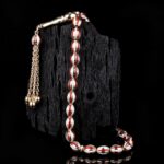 Kırmızı Beyaz Mineli Altın Tesbih