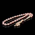 Kırmızı Beyaz Mineli Altın Tesbih - Görsel 2