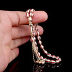 Kırmızı Beyaz Mineli Altın Tesbih - Görsel 3