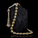 Sarı Lacivert Renkli Altın Tesbih