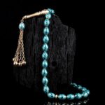 Turkuaz Desenli Altın Tesbih