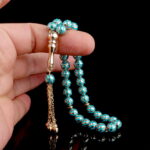 Oval Kesim Turkuaz Altın Tesbih - Görsel 3