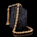 Siyah Mineli Telkari Altın Tesbih