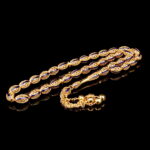 Arpa Kesim Lacivert Mineli Telkari Altın Tesbih - Görsel 2