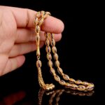 Arpa Kesim Lacivert Mineli Telkari Altın Tesbih - Görsel 3