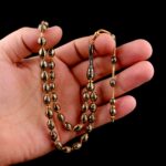 Siyah Mineli Arpa Kesim Koleksiyonluk Altın Tesbih - Görsel 3