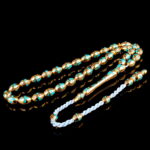 Turkuaz Mine İşlemeli Altın Tesbih - Görsel 2