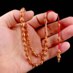 Kırmızı Hat İşlemeli Koleksiyonluk Altın Tesbih - Görsel 3