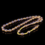 Lacivert Mineli Hat İşlemeli Koleksiyonluk Altın Tesbih - Görsel 2