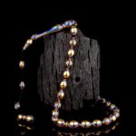 Lacivert İşlemeli Koleksiyonluk Altın Tesbih