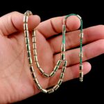 Kapsül Kesim Yeşil İşlemeli Altın Tesbih - Görsel 3