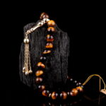 Kaplan Gözü Doğal Taşlı Altın Tesbih