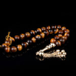 Kaplan Gözü Doğal Taşlı Altın Tesbih - Görsel 2