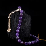 Ametist Doğal Taşlı Altın Tesbih