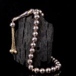 Lacivert Mine İşlemeli Altın Tesbih