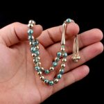 Turkuaz Mine Desenli Altın Tesbih - Görsel 3