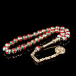 Azerbaycan Bayrak Desenli Altın Tesbih - Görsel 2