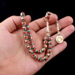 Azerbaycan Bayrak Desenli Altın Tesbih - Görsel 3