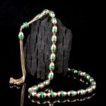 Yeşil Mine İşlemeli Altın Tesbih