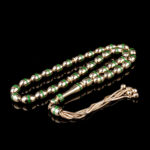 Yeşil Mine İşlemeli Altın Tesbih - Görsel 2